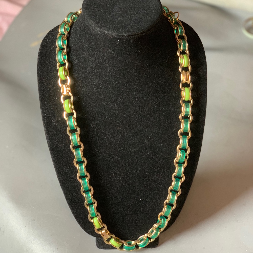 Coldwater Creek Vivid Links Necklace Green Gold 49$